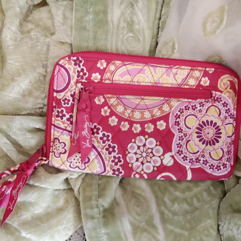 Vera Bradley Raspberry Fizz Passport/ID Wristlet